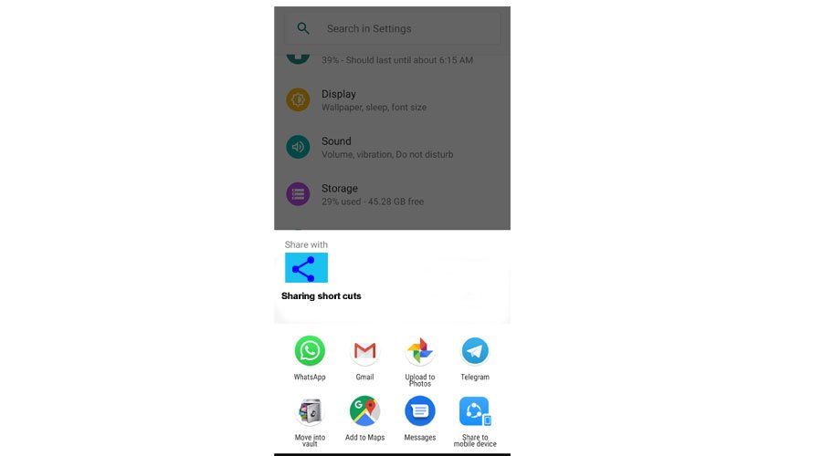 Android Q Sharing Menu